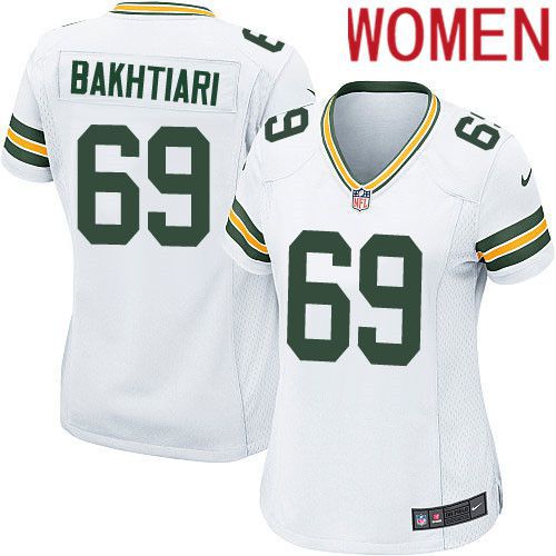 Cheap Women Green Bay Packers 69 David Bakhtiari White Nike Game NFL Jersey